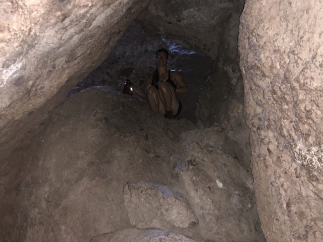 Emily in Balconies Cave in Pinnacles National Park