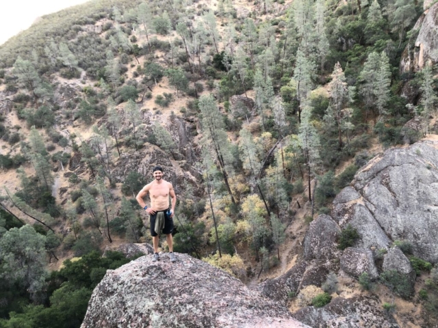 Joe Bauer looking over Pinnacles National Park on cave trail