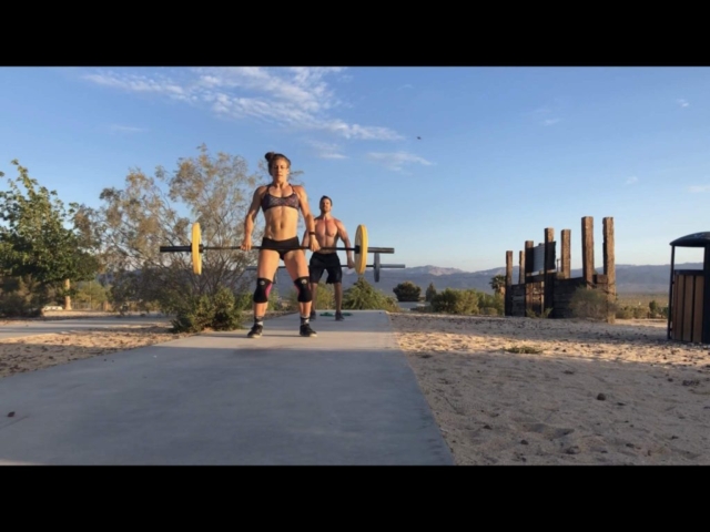 Hang cleans and burpees in Joshual Tree