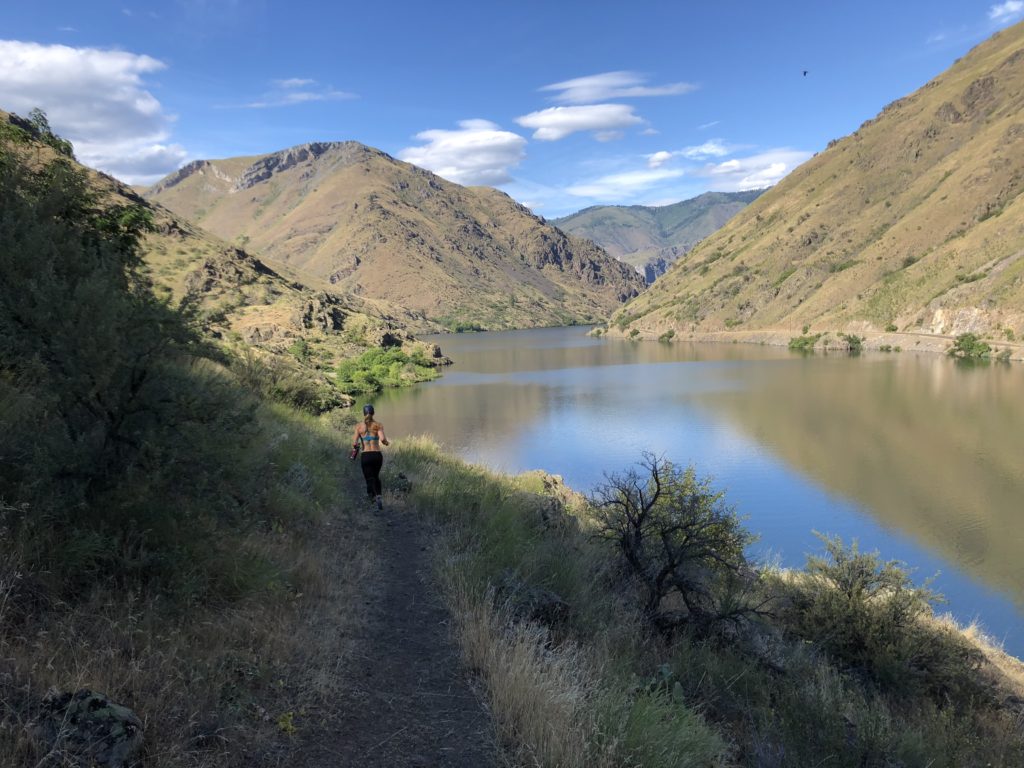 Emily Kramer trail running in Hells Canyon National Recreation Area