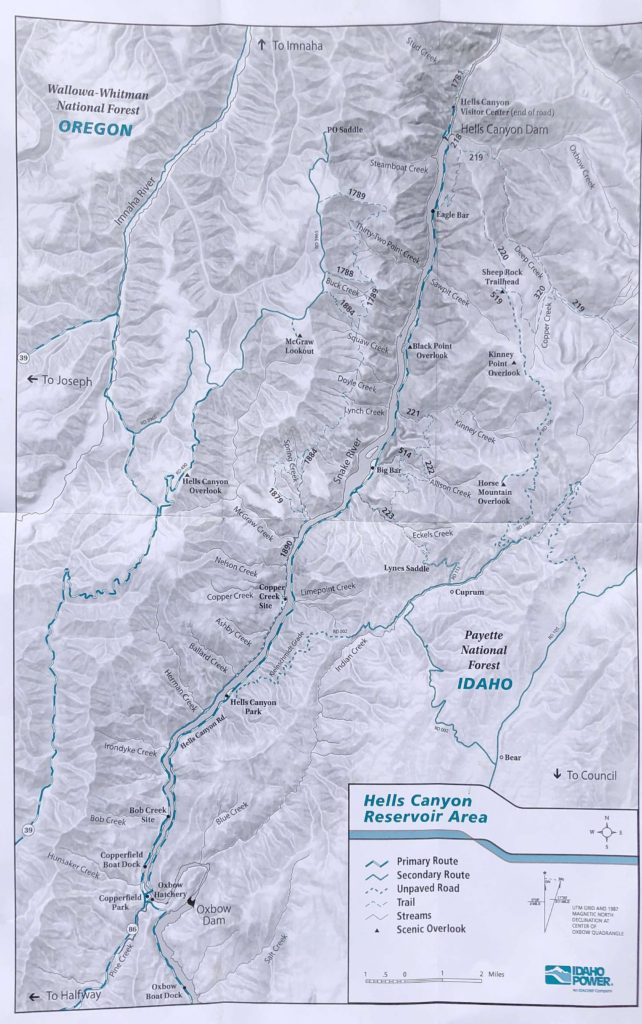Small Hells Canyon trail map for hikers