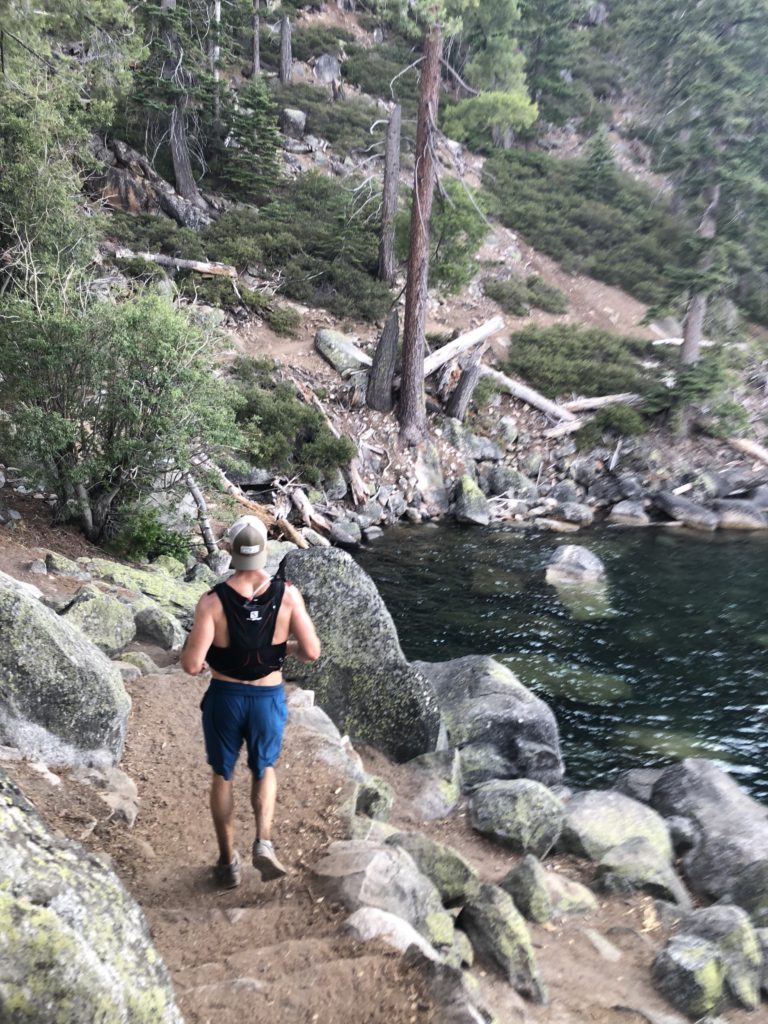 Joe Bauer trail running at lake tahoe Rubicon Trail
