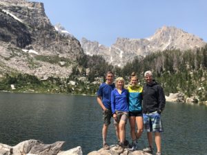 Chuck, Sue, Emily, and Joe at Amphitheater Lake in the Grand Tetons