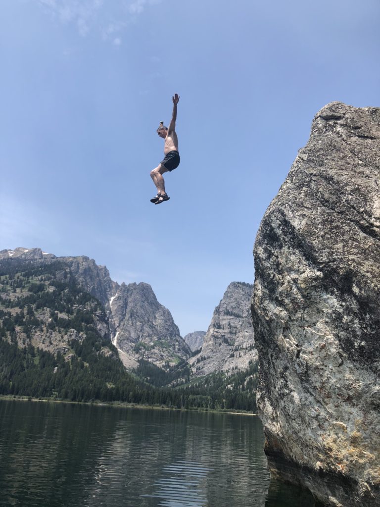 Chuck rock jumping at Phelps Lake
