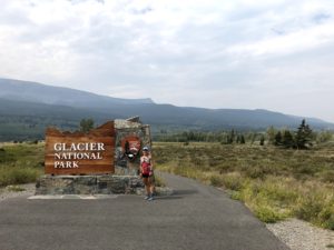 Emily at the east entrance of Glacier National Park before running