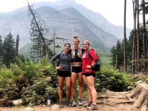 Jacky, Emily, and Stacy in Glacier National Park hiking