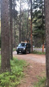 The van at Glacier National Park’s Apgar Campground for a few days