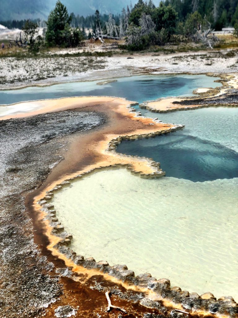 Yellowstone national park orange and blue pools