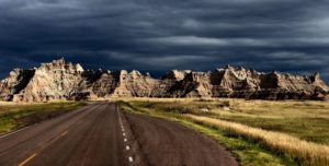 Driving into The Badlands National Park on the vantastic life
