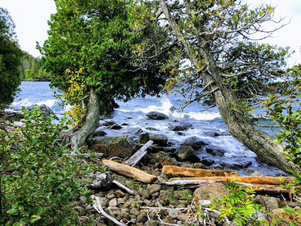 Shoreline during run In Isle Royale national Park