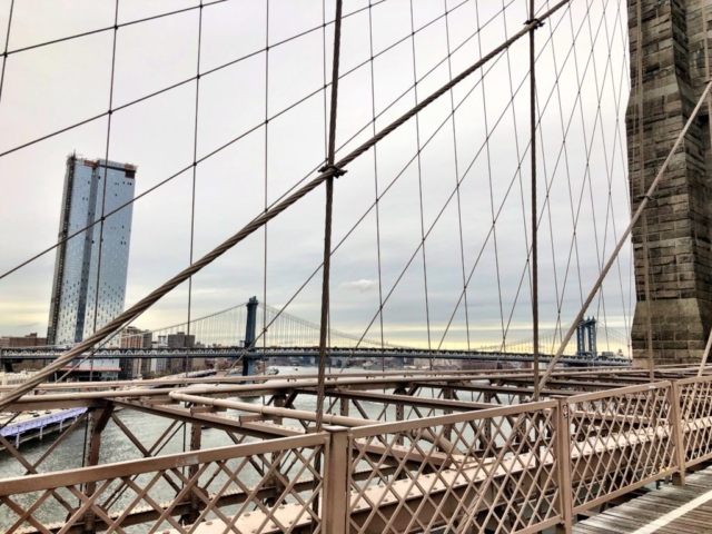 Brooklyn Bridge looking north mid day