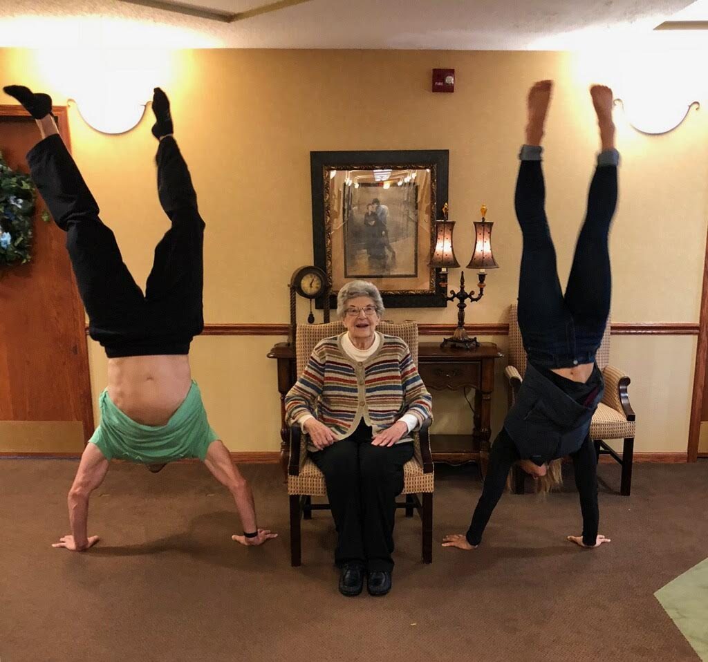Handstand with Grandma in Midland