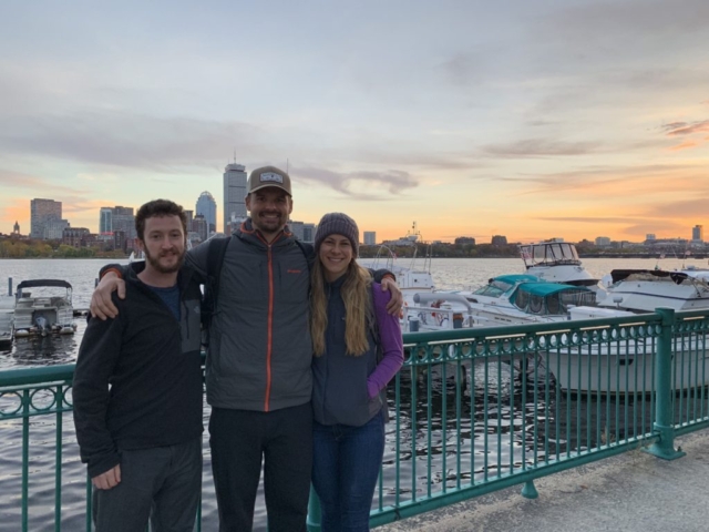 Jonathan from InsideTracker, Joe and Emily in Boston by the Charles River