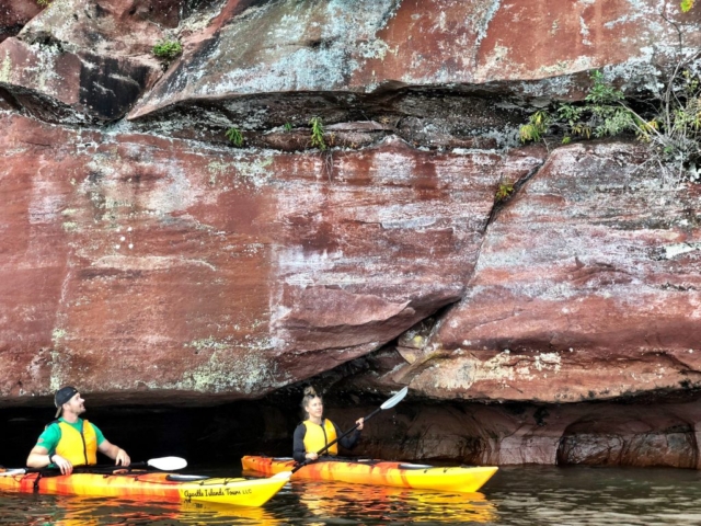 Joe and Emily Kayaking at red cliffs