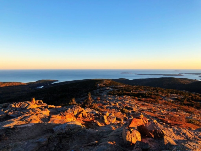Sunset and Alantic Ocean from Hiking in Acadia