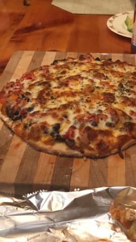 Tom's delicious homemade pizza in Hayward WI