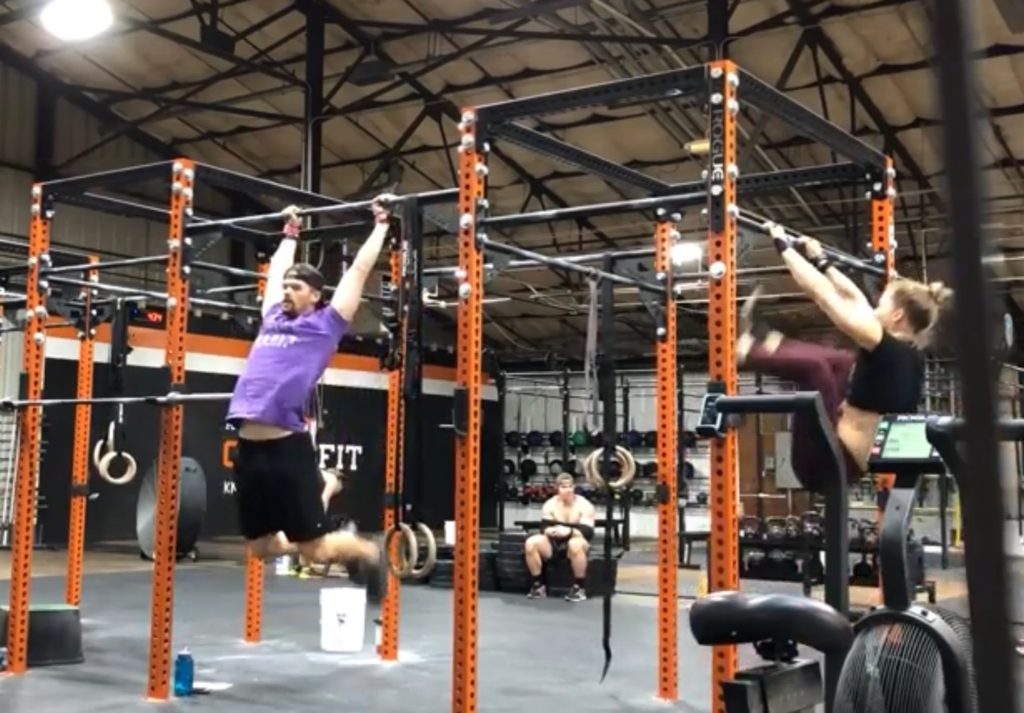 Joe and Emily doing a workout at Rocky Top CrossFit