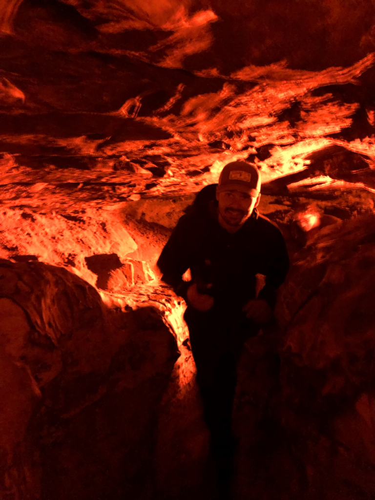 Joe Climbing Stairs in Mammoth Caves