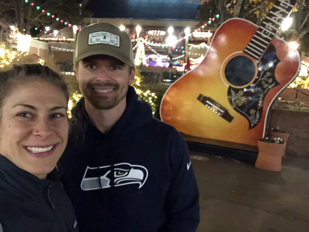 Emily and Joe at the Gaylord Hotel near Nashville for Christmas lights