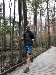 Joe running in Congaree National Park