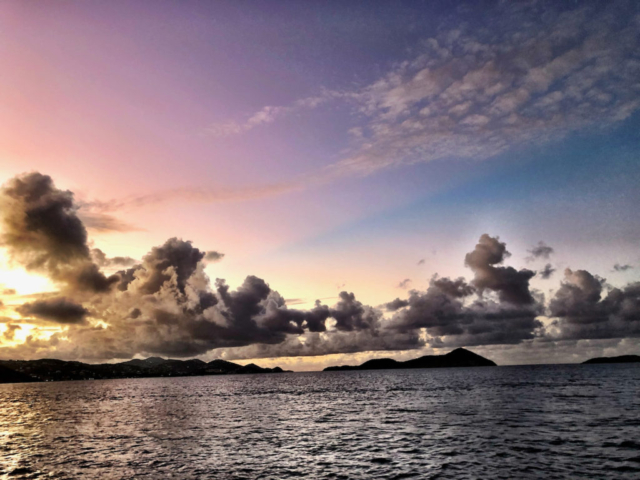 Amazing Sunset between St John and St Thomas of US Virgin Islands