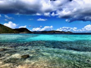 Beautiful blue ocean at US Virgin Islands National Park near Waterlemon Bay