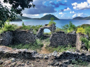 Hole in the rock at ruins at US Virgin Islands National Park