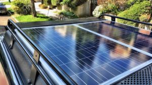 Solar panels on Alumines Pop top rack