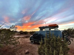 Campsite in Sedona with WeBoost up and sunset