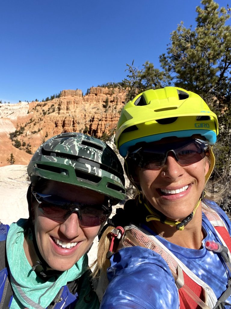 Sarah and Emily during Moab mountain bike session