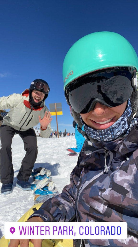 Joe and Emily snowboarding at Winter Park