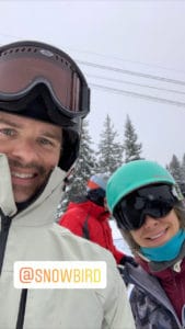 Joe and Emily snowboarding at Snowbird