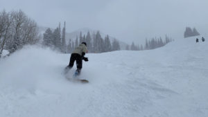 Joe snowboarding at Snowbird
