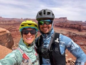 Emily and Joe mountain biking the White Rim Trail in Canyonlands National Park