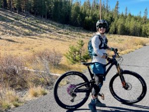 Emily on her new Evil Following mountain bike in Bend Oregon