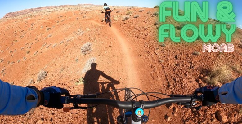 Joe and Emily mountain biking in Moab on the Red Hot and Roller Coaster trails