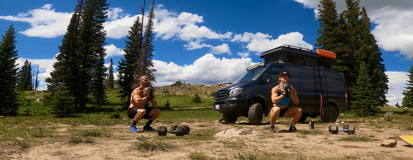 Joe and Emily working out in Steamboat Springs