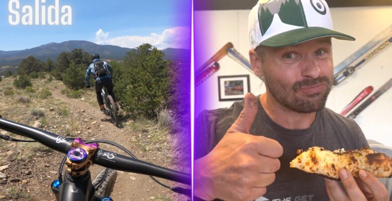 Eat pizza and riding bikes in Salida Colorado