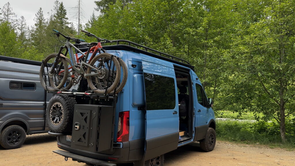 Van Life in action, shuttling bikes in Canada with Momentum Vans sprinter build