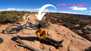 Emily mountain bike crash on Bull Run in moab