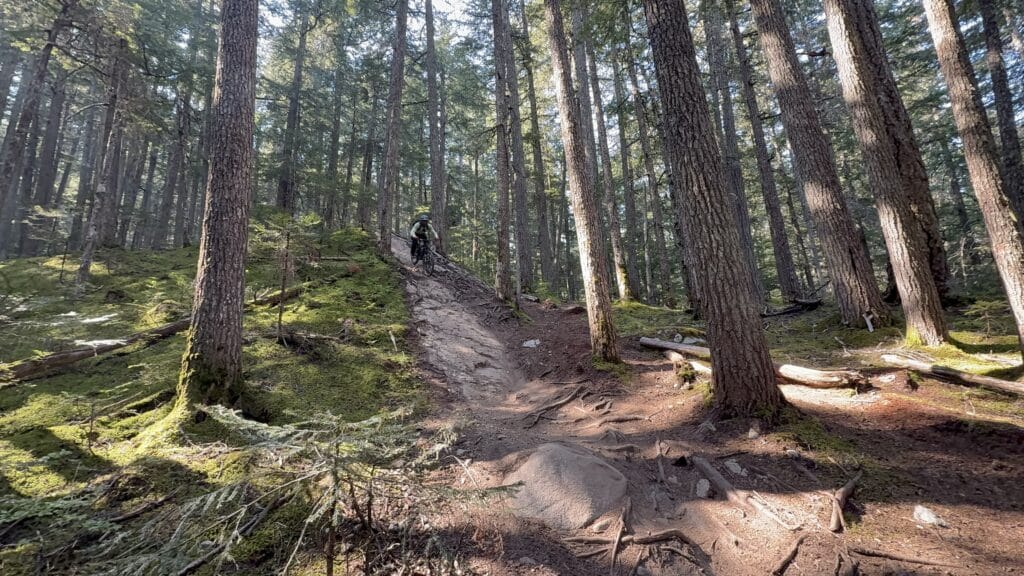 Joe rolling down rocks on the Yeti MTe
